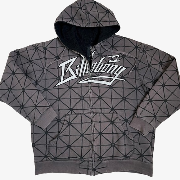 Billabong Other - Vintage Billabong Mens Full Zip Geometric Hoodie XL Sherpa‎ Lined Y2K Surf Skate